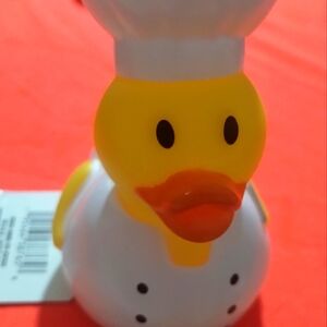 Chef Rubber Duck  rare novelty  world chef Rubber Duck Big 4"Hard Plastic Tag